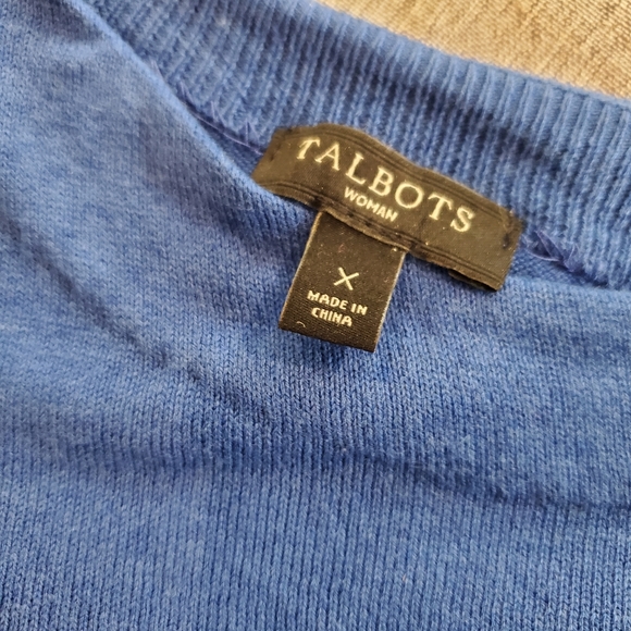 Talbots Short Sleeves Sweater Sz L Blue - Picture 7 of 9
